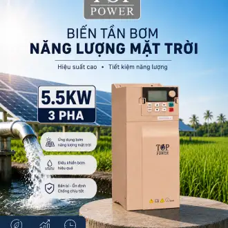 (5.5KW 3 PHA) BIẾN TẦN BƠM NƯỚC NĂNG LƯỢNG MẶT TRỜI TOP POWER